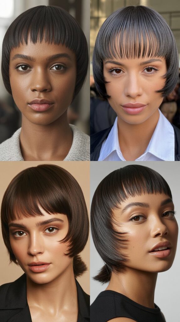 56 Medium-Length Hairstyles With Bangs for a Trendy Look 36 Compressed Side-Swept Bangs