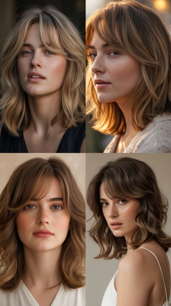 56 Medium-Length Hairstyles With Bangs for a Trendy Look 55 Textured Wispy Side Bangs