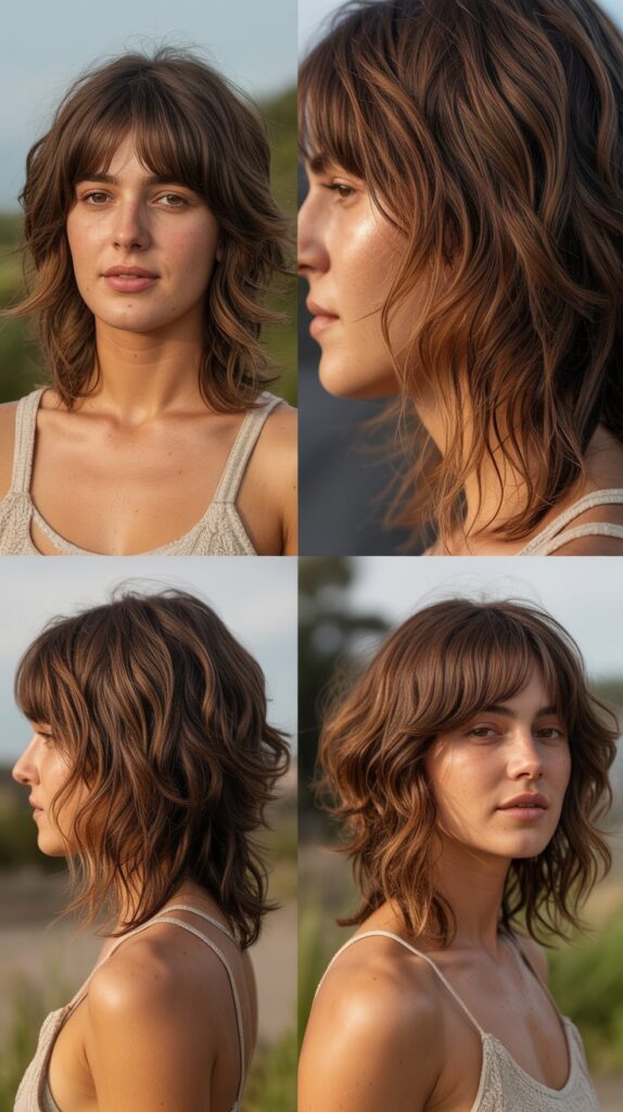 Bohemian Beachy Shag With Long Bangs