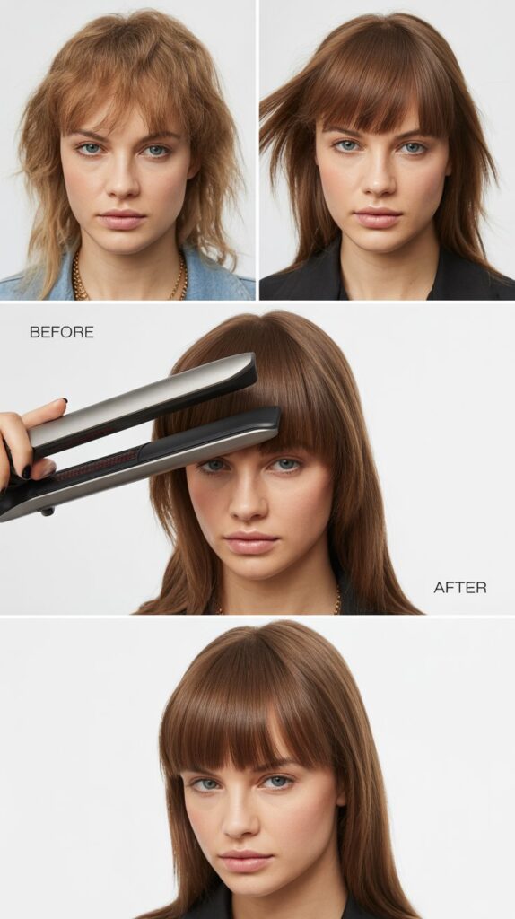 Styling Wispy Bangs with a Flat Iron