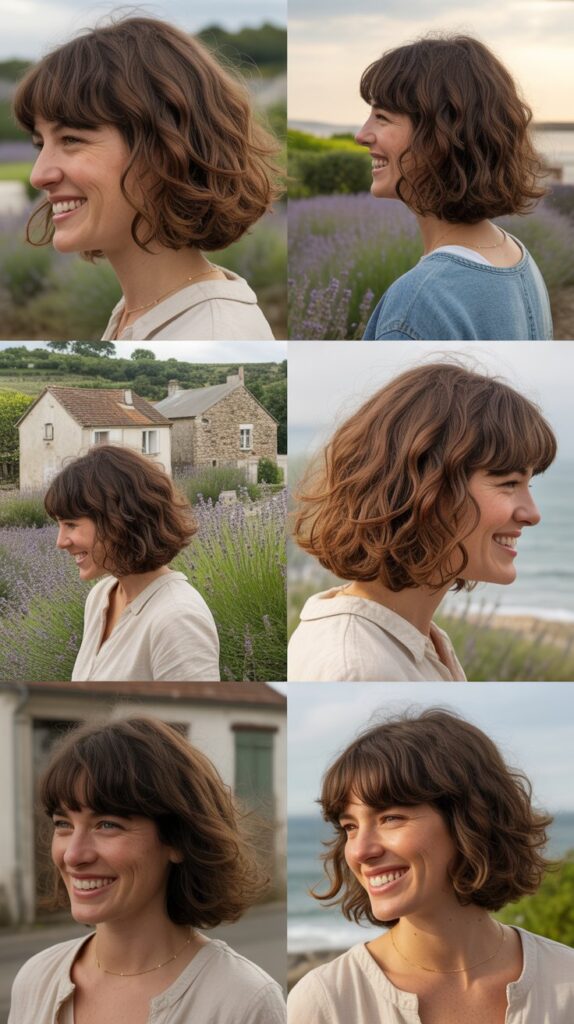 33 French-Inspired Bob Hairstyles With Fringe That Look Timeless 32 Natural Wave Bob With Long Curtain Bangs