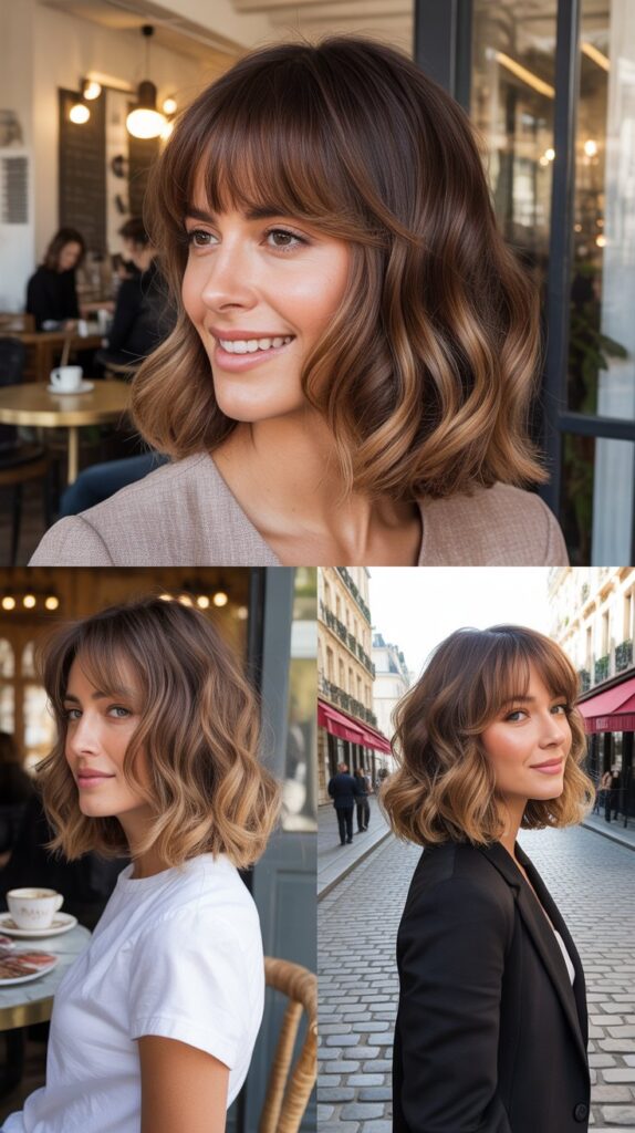 33 French-Inspired Bob Hairstyles With Fringe That Look Timeless 27 Layered Bob With Graduated Curtain Bangs