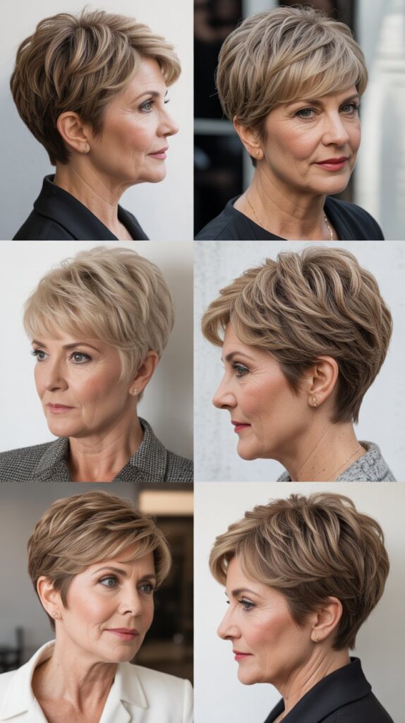 53 Most Flattering Hairstyles for Women Over 50 Right Now 23 Stacked Pixie