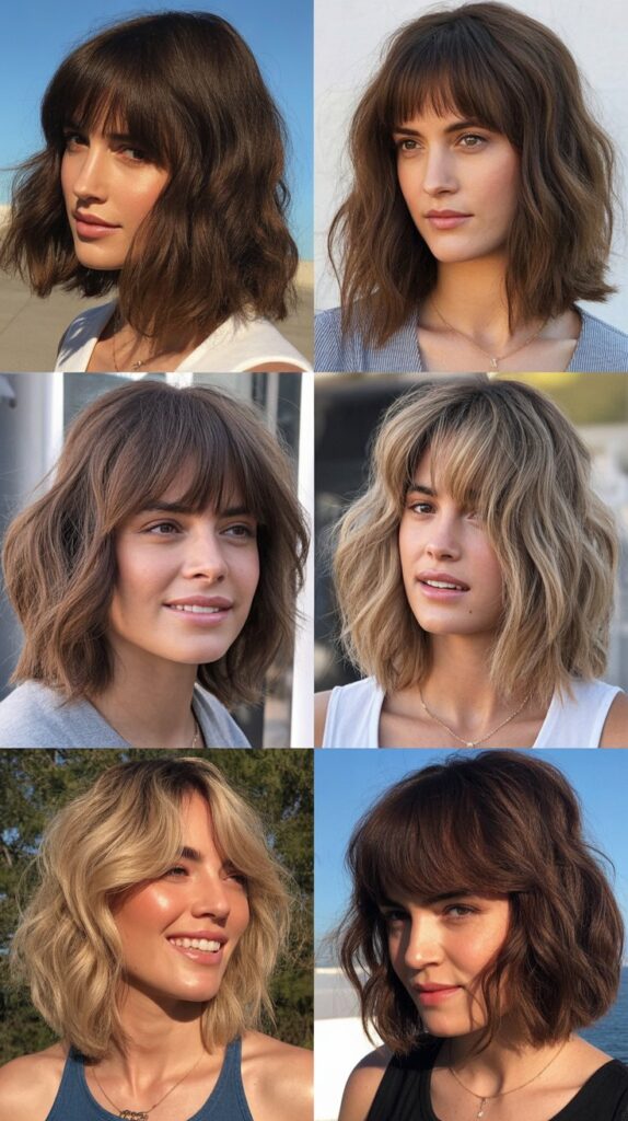 Piece-y Curtain Bangs with Messy Beach Waves