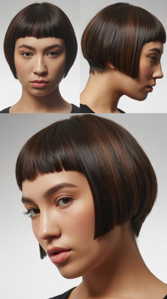 34 Gorgeous Medium-Length Hair With Bangs Ideas for a Modern Update 33 Graduated Bob with Micro Fringe