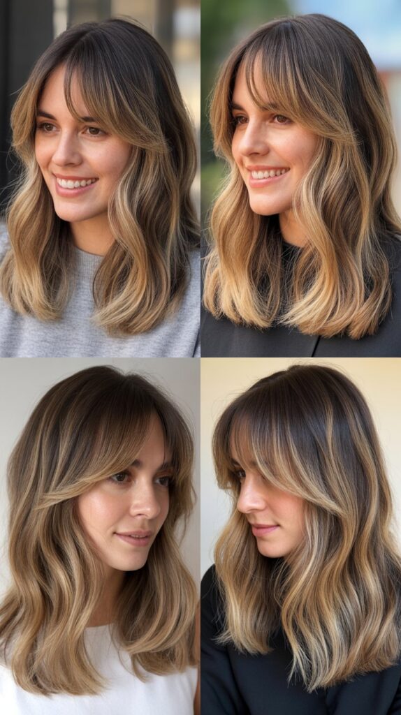 Curtain Bangs with Balayage