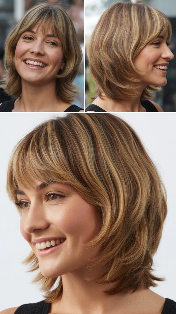 Grown-Out Bangs with Layered Medium Cut