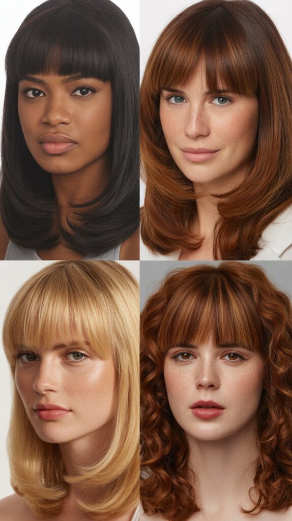 56 Medium-Length Hairstyles With Bangs for a Trendy Look 16 Split Bangs with Center Part