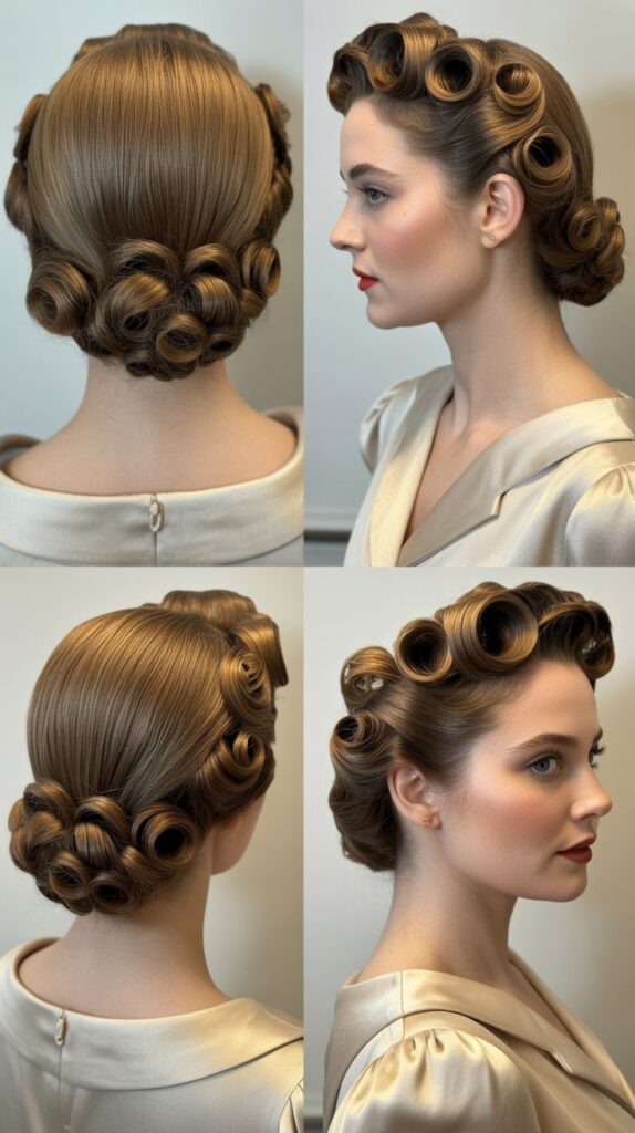 33 Elegant Formal Medium-Length Hairstyles Perfect for Special Occasions 23 Vintage Pin Curl Updo
