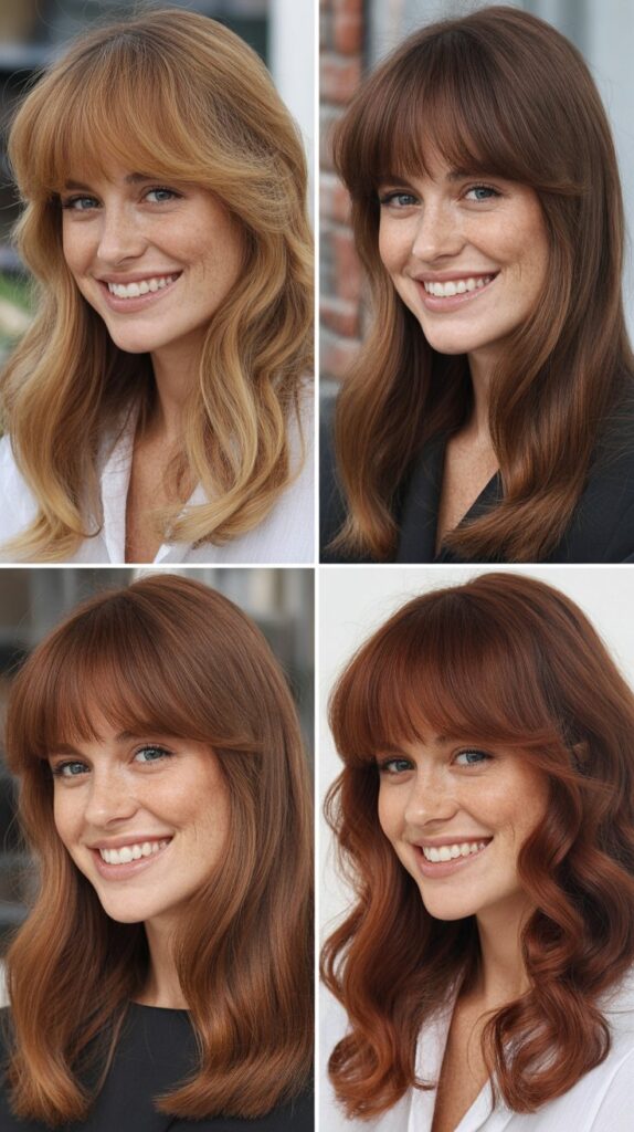 Long Curtain Bangs Meeting Collarbone