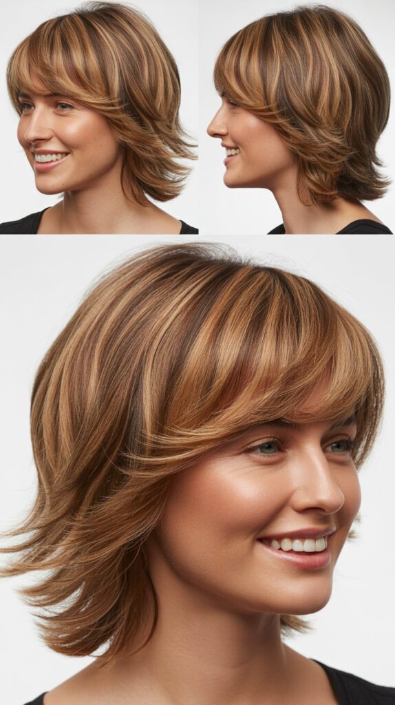 Medium Shag with Side-Swept Fringe