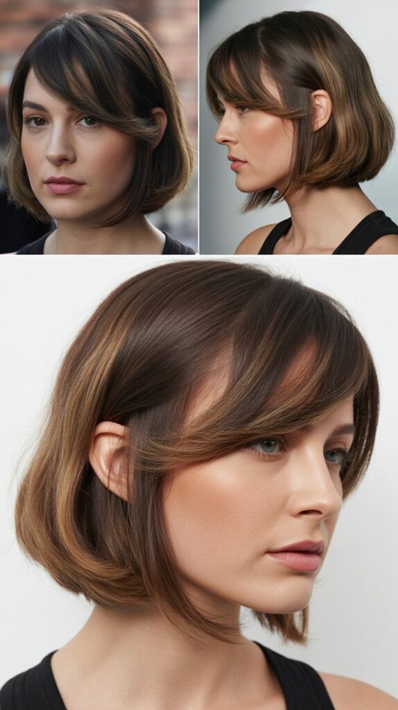 Asymmetrical Medium Bob with Side-Swept Bangs