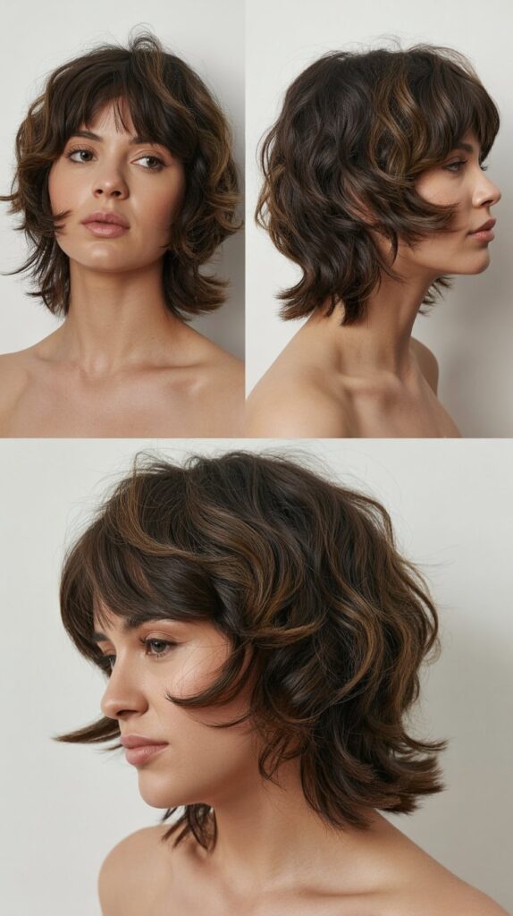  Medium Length Shag with Micro Bangs