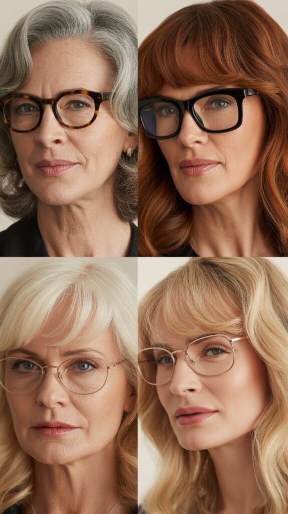 37 Best Bangs for Women Over 50 Who Wear Eyeglasses 1 Soft Side-Swept Bangs