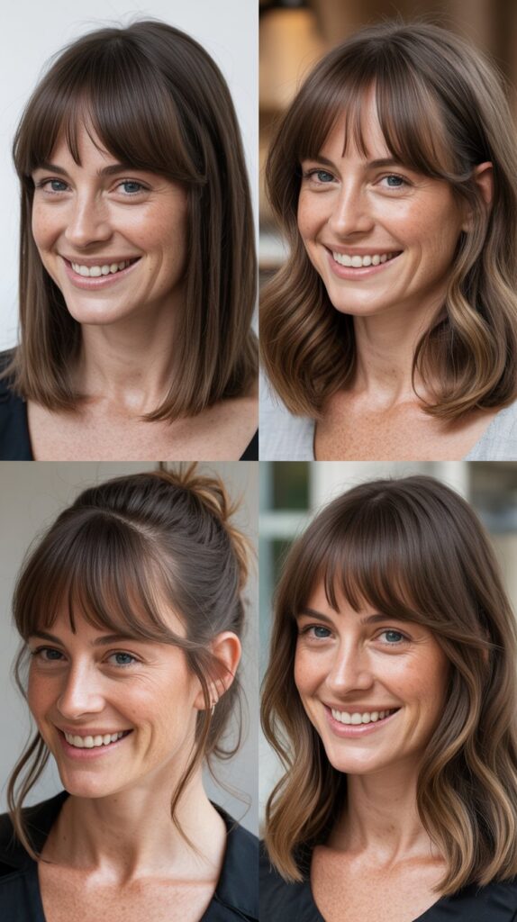 Curtain Bangs with Shoulder-Length Hair