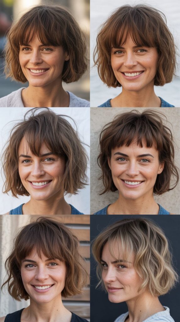  Shaggy Bob With Long Fringe Bangs