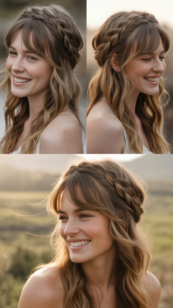 Braided Crown with Wispy Bangs