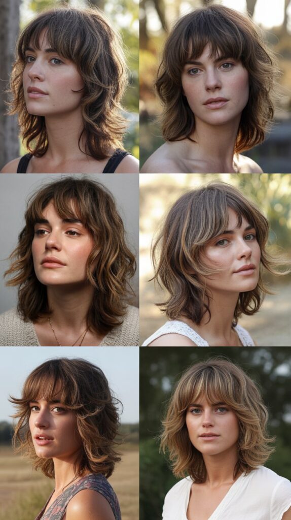 56 Medium-Length Hairstyles With Bangs for a Trendy Look 29 Bohemian Shaggy Bangs