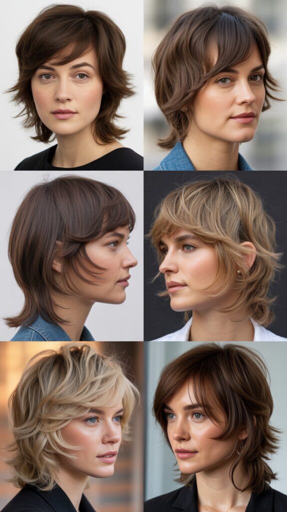 56 Medium-Length Hairstyles With Bangs for a Trendy Look 46 Choppy Layered Side Bangs