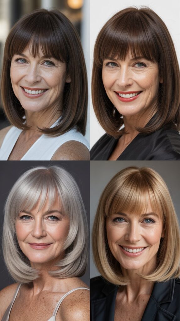 Graduated Bangs with Medium Straight Hair