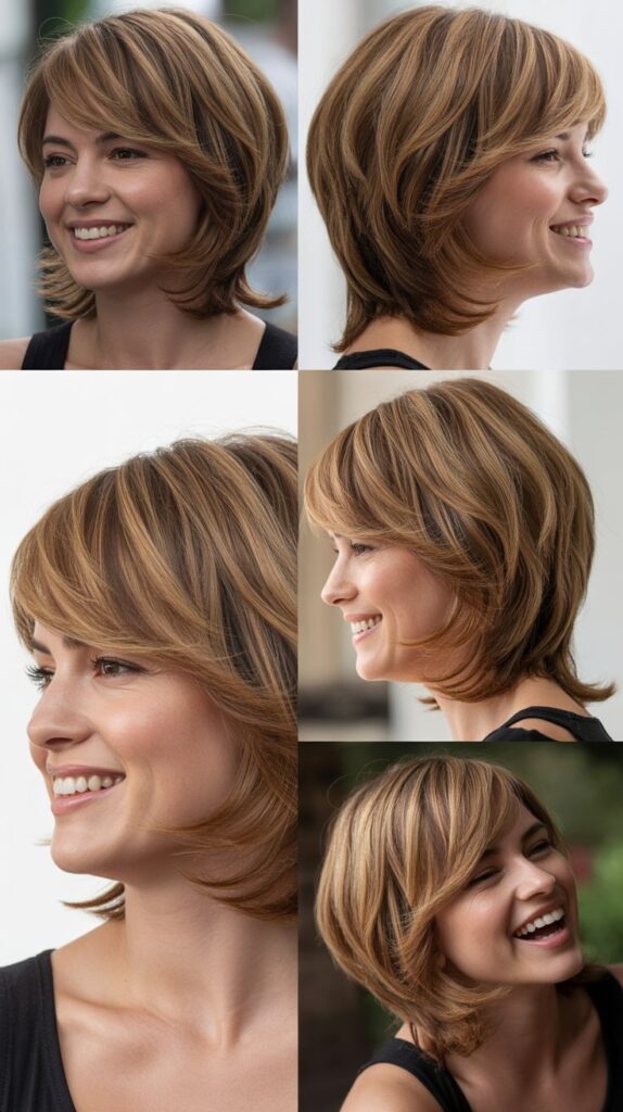 51 Best Haircuts for Thick Hair (Layered, Medium, Shoulder-Length) 37 Layered Cut with Side Bangs