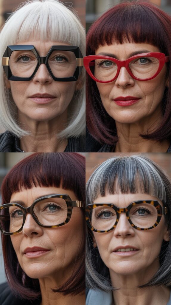 37 Best Bangs for Women Over 50 Who Wear Eyeglasses 3 Blunt Baby Bangs