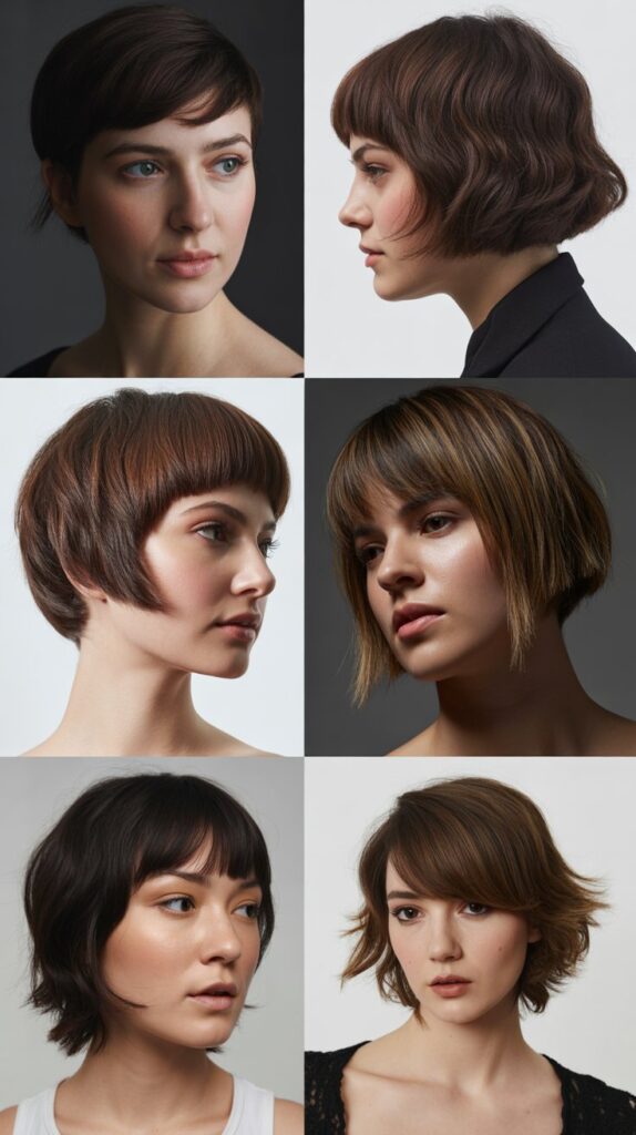 56 Medium-Length Hairstyles With Bangs for a Trendy Look 9 Asymmetrical Bangs with Angled Cut