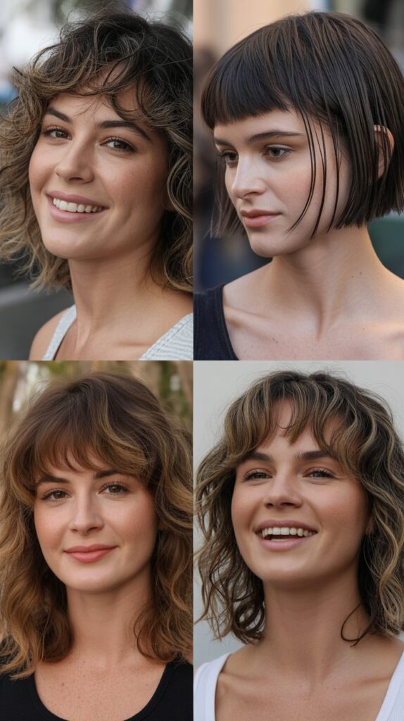 36 Medium-Length Hairstyles with Bangs for Thin Hair That Add Volume 25 Tousled Shoulder Cut with Micro Bangs