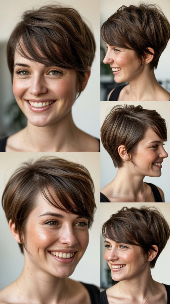 Asymmetrical Pixie with Side Swept Bangs