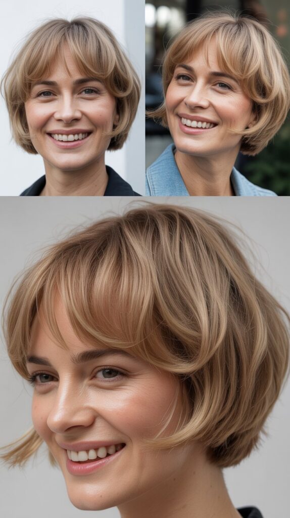 36 Medium-Length Hairstyles with Bangs for Thin Hair That Add Volume 18 Razored Bob with Piecey Fringe