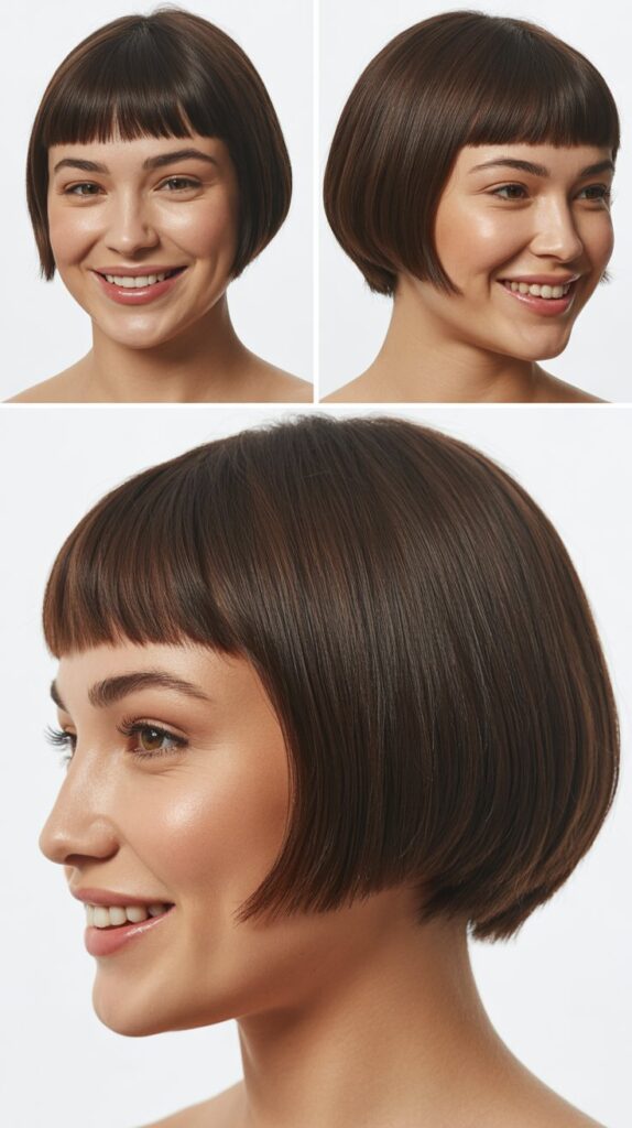 Micro Bangs with Collarbone-Length Straight Cut