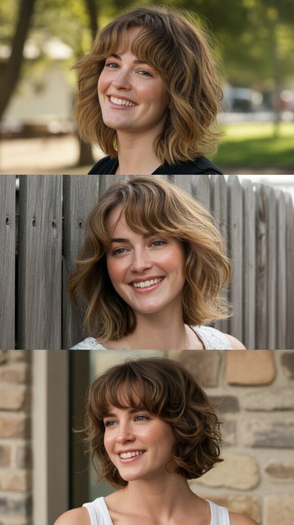 Messy Lob with Grown-Out Bangs