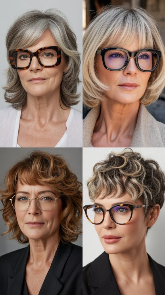 37 Best Bangs for Women Over 50 Who Wear Eyeglasses 5 Textured Choppy Bangs