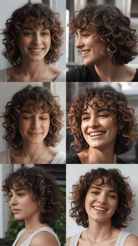 33 Chic Medium Haircuts With Bangs for Women Who Want a Fresh Style 14 Curly Medium Cut with Curly Bangs