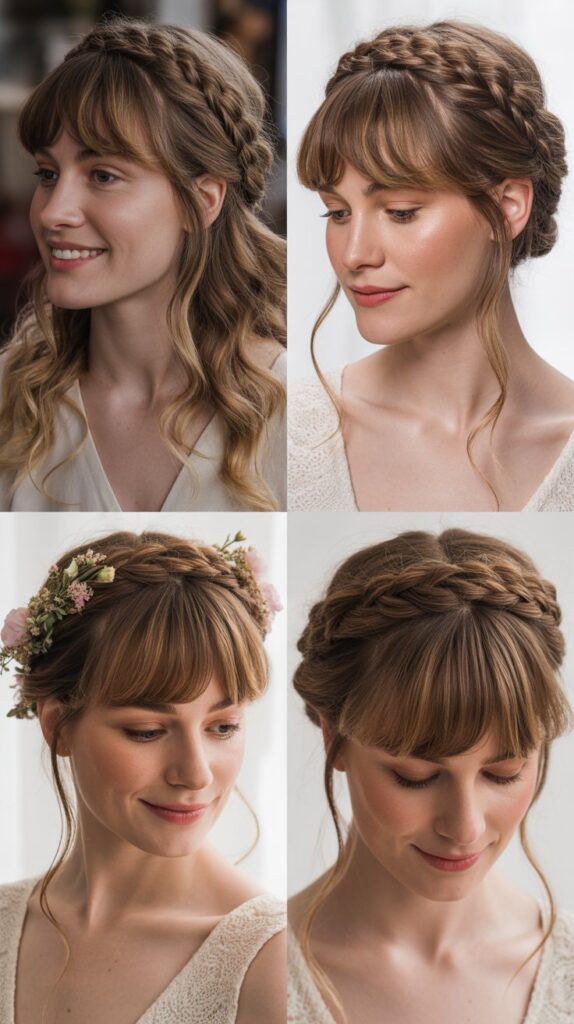 Braided Crown with Curtain Bangs Loose