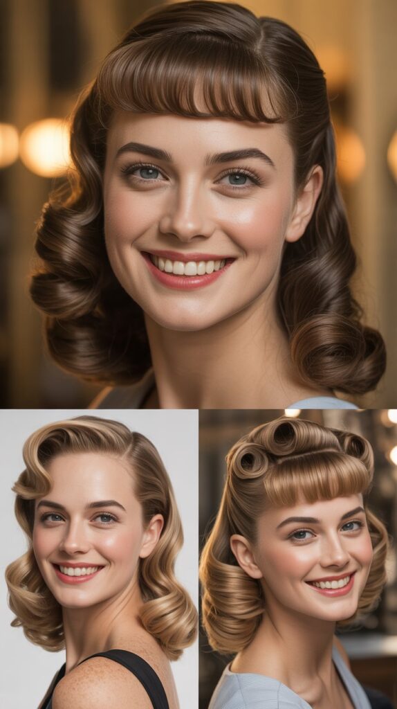 Long Bangs with Vintage Pin Curls