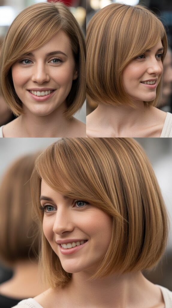 Classic Blunt Bob With Side-Swept Long Bangs