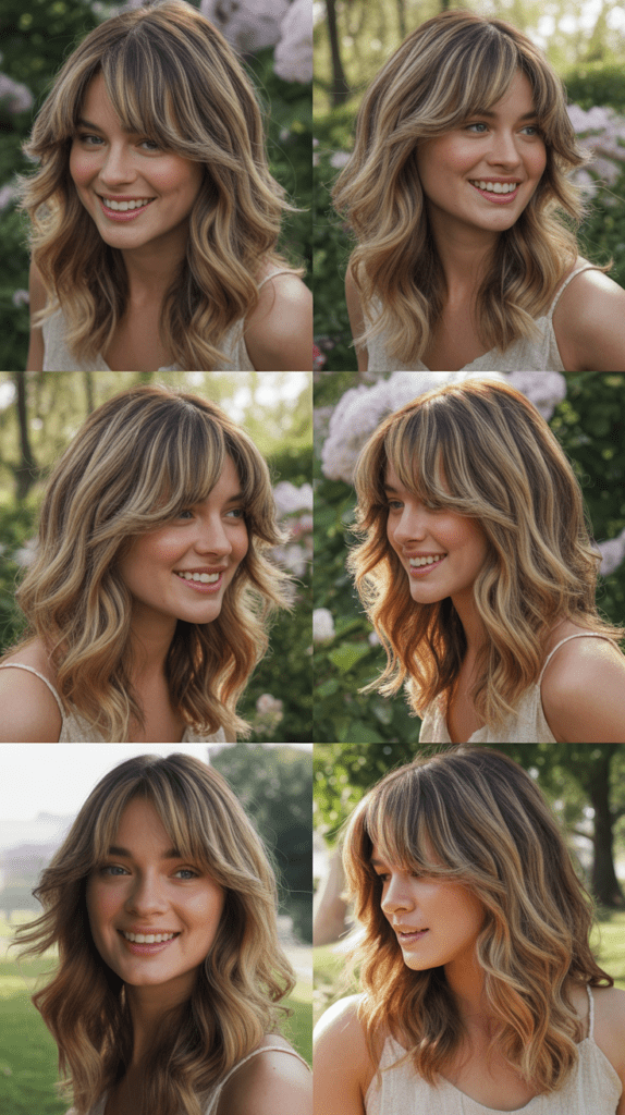 33 Chic Medium Haircuts With Bangs for Women Who Want a Fresh Style 25 Wavy Midi with Curtain Bangs