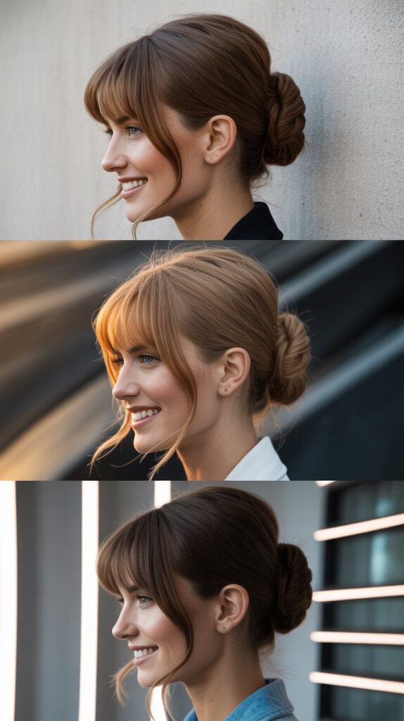 Knotted Bun with Long Bangs