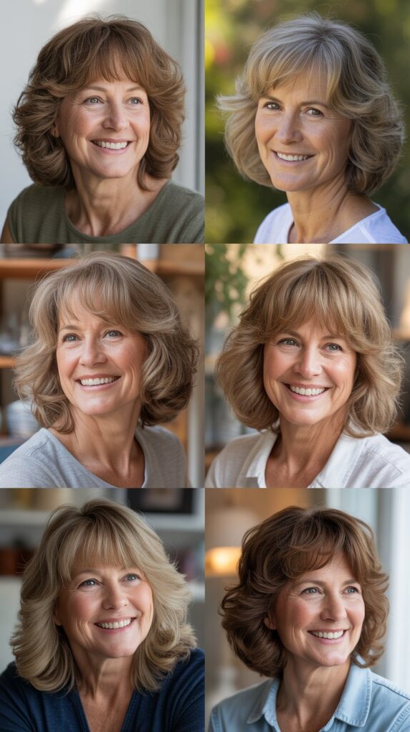 Soft Blended Bangs with Medium Natural Waves