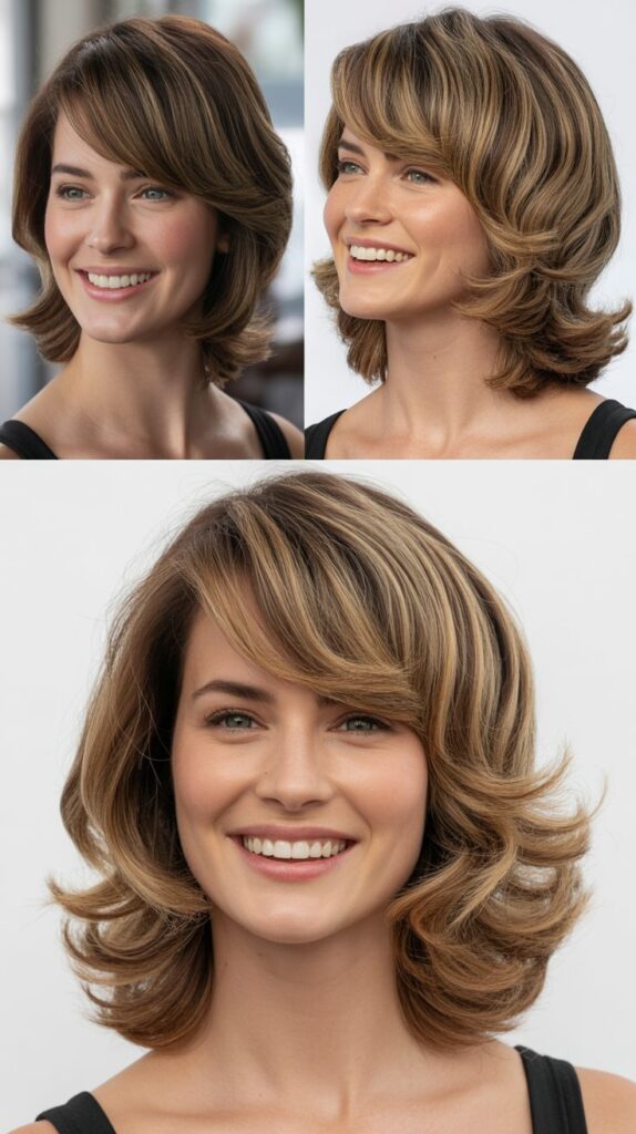 Swooped Bangs with Tapered Layers