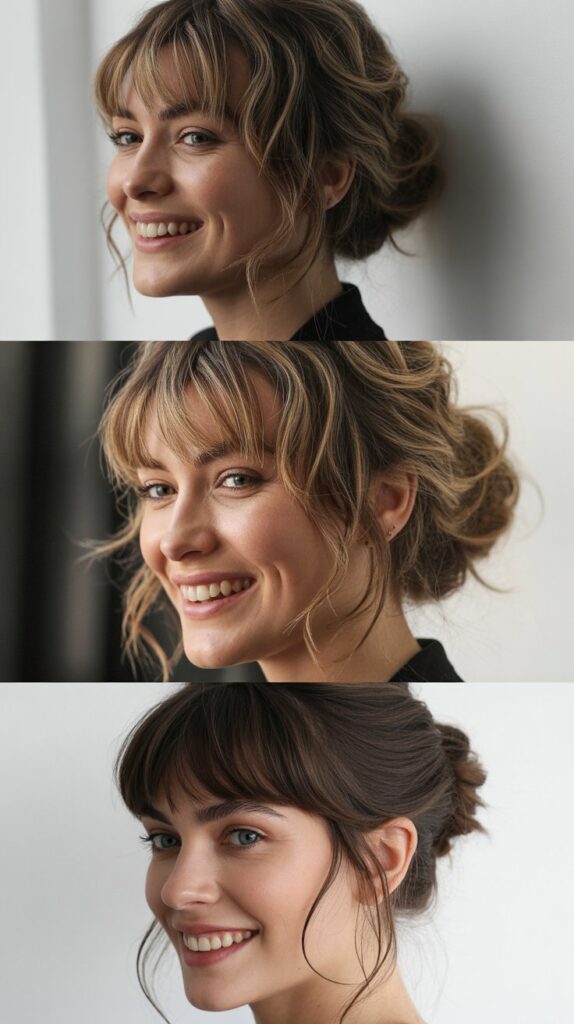 Long Bangs with Messy Updo Base
