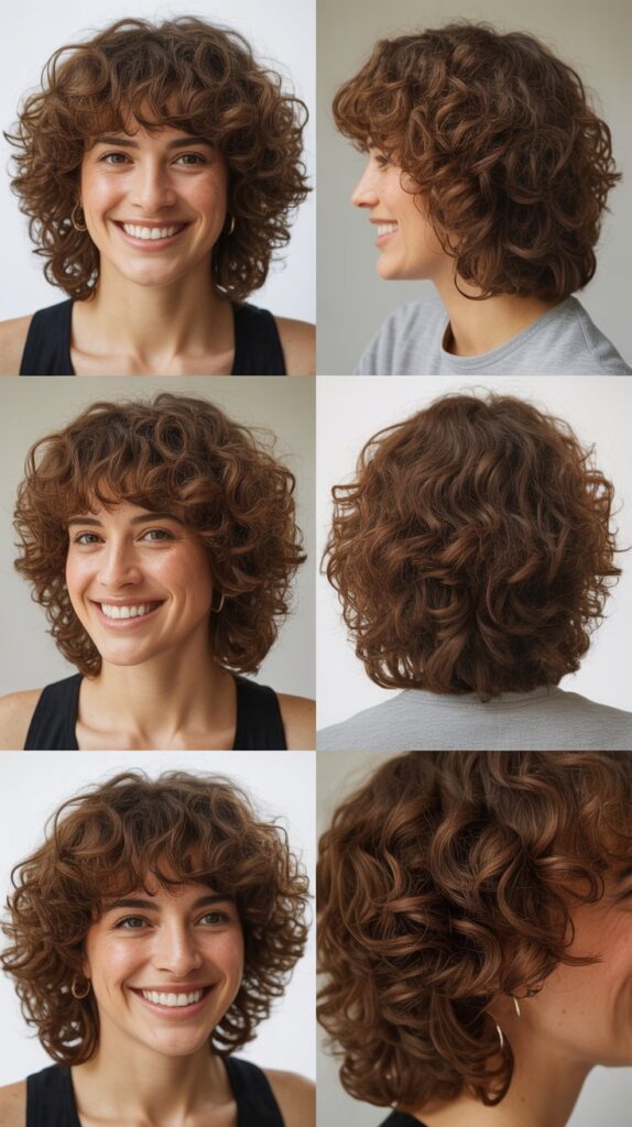 Soft Curly Layers With Curly Bangs