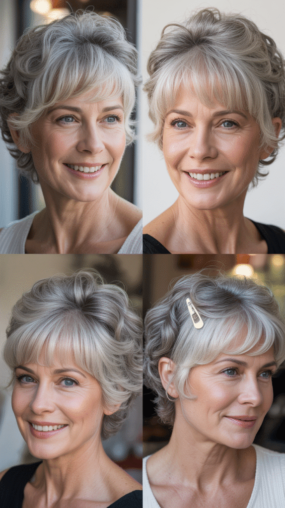  Curly Pixie with Long Bangs