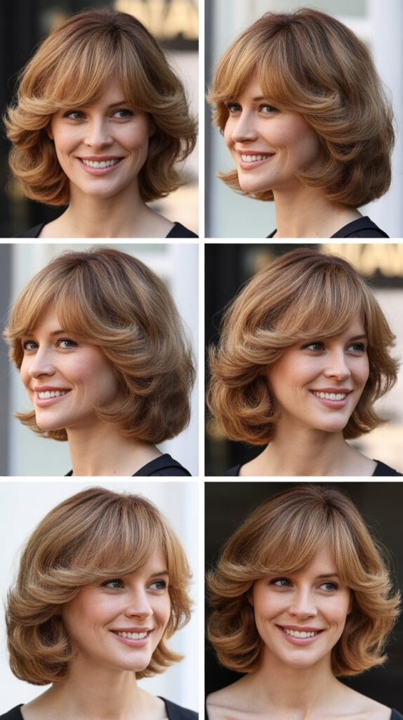 Blended Bangs with Soft Waves and Layers