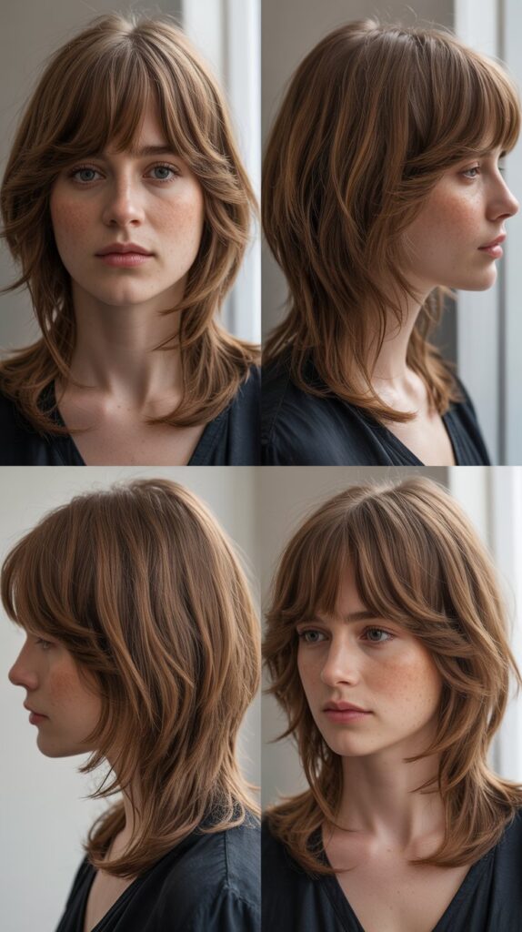 Layered Medium Cut with Wispy Fringe