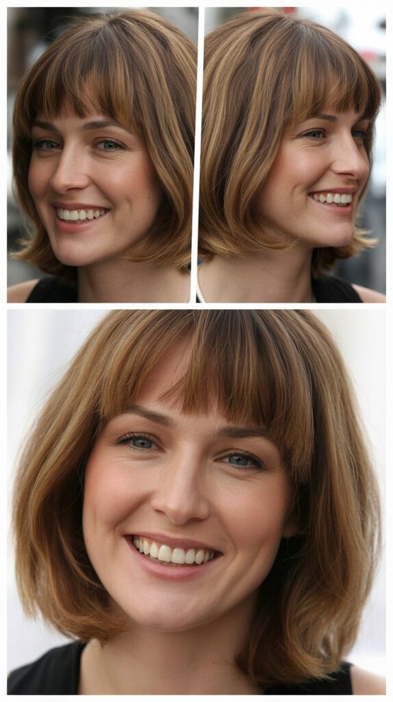 Shoulder-Length Cut with Full Curtain Bangs