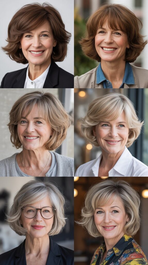 Curtain Bangs with Textured Medium Bob