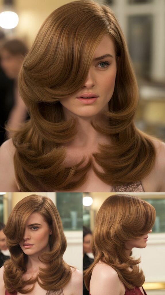 51 Best Haircuts for Thick Hair (Layered, Medium, Shoulder-Length) 18 Side-Parted Long Layers