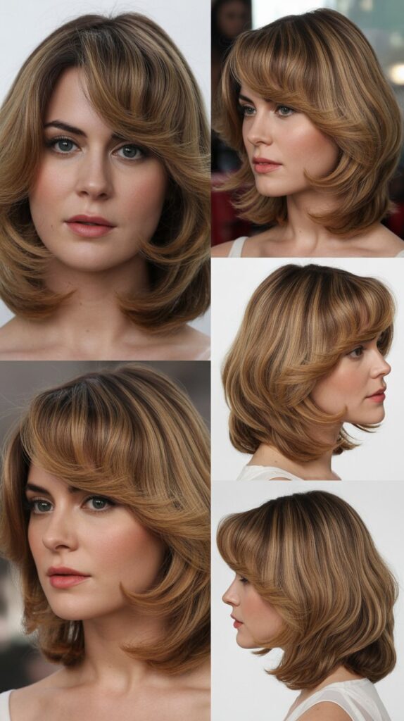 Medium Length with Swoopy Curtain Bangs